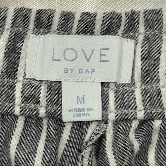 Love By Gap Flannel Joggers Striped Drawstring High Waisted Blue Medium New - Picture 6 of 10